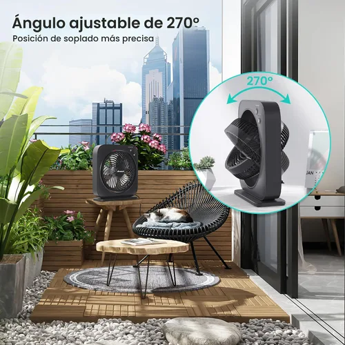 Vista 5 de AMACOOL Ventilador de mesa, ventilador de caja de 12 pulgadas con 3 velocidades ajustables y temporizador de 8 horas, circulador de aire silencioso