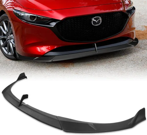 Vista 2 de Q1-TECH, 5 piezas de borde delantero + falda lateral Rocker Winglet Canard difusor ala compatible con Mazda 3 Hatchback 2019-2026 / modelo 5DR