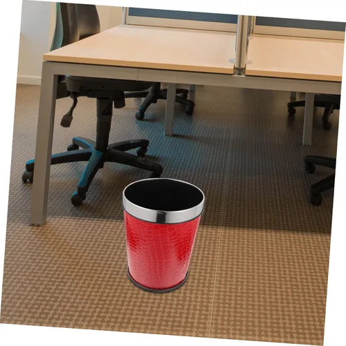 Vista 9 de Bote de basura de plástico rojo con cuero, 1.0 litros, para oficina y hogar