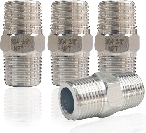 Vista 9 de 4 piezas de tetina hexagonal de 1/2" macho x 1/2" macho accesorios de tubería, adaptadores de tubería de rosca macho NPT de 1/2 pulgada de acero