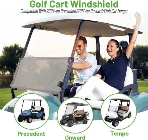 Vista 3 de 10L0L Parabrisas plegable para carrito de golf para Club Car Precedent 2004 en adelante, Tempo y modelos posteriores 2017 en adelante, resistente a