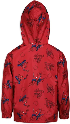 Vista 2 de Marvel Spiderman - Cortavientos con capucha y cremallera para niños pequeños - Rojo