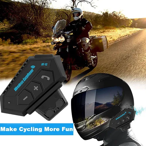 Vista 6 de Auriculares para Casco de Motocicleta Headset Estéreo Bluetooth Auriculares Inalámbricos Manos Libres Micrófono Auriculares Reproductor de Música