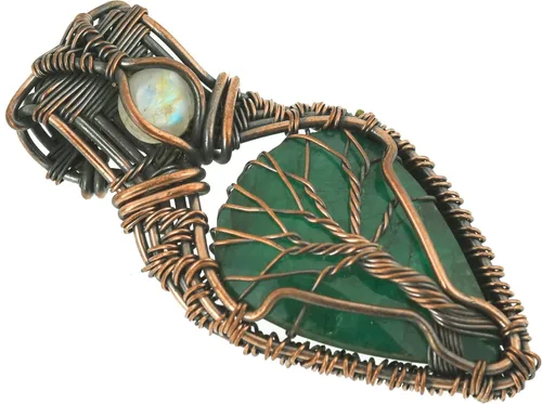 Vista 23 de Impresionante collar con colgante de árbol de la vida de cobre con piedras preciosas hechas a mano y cadena de 20 pulgadas, perfecto