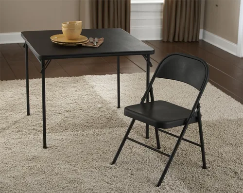 Vista 9 de Cosco Products Mesa con tabla superior de PVC de 20" x 48" con altura ajustable, Acero, Negro