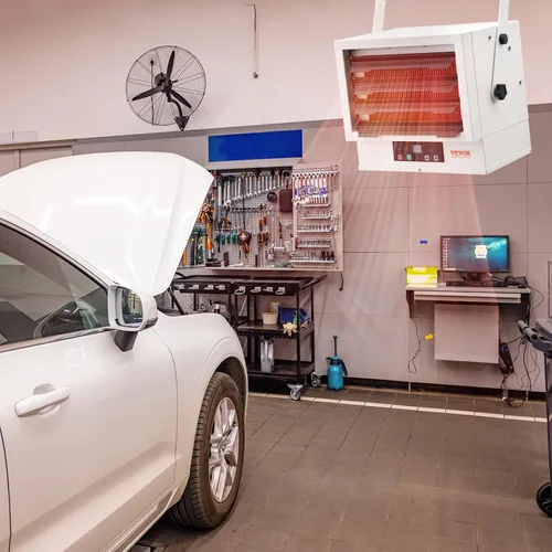 Vista 8 de VEVOR Calentador Eléctrico para Garaje de 5000W, Montaje Digital de Pared/Techo con Ventilador Forzado y Control Remoto, Temporizador de 9 Horas
