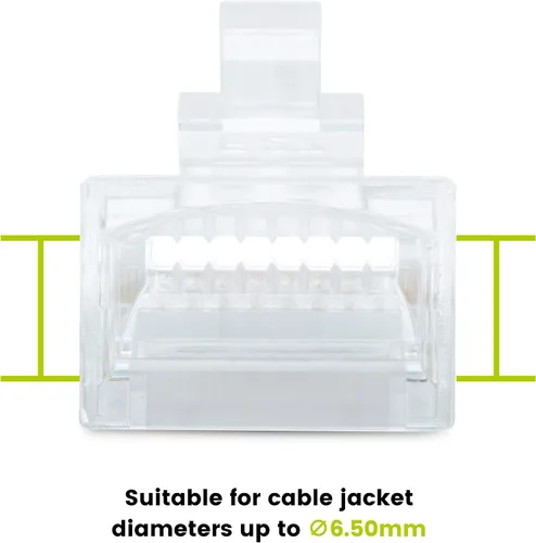 Vista 4 de trueCABLE Cat5e RJ45 conectores de paso a través de enchufe modular sin blindaje (UTP), certificación UL, extremo de crimpado EZ, chapado en oro, 3
