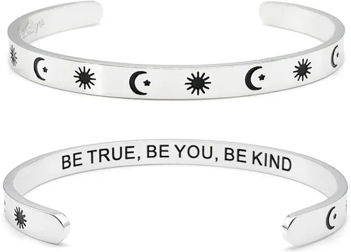 Vista 138 de Pulseras inspiradoras para mujer, joyería de acero inoxidable, con refranes, pulsera motivacional con mensaje oculto, pulseras grabadas para mejor