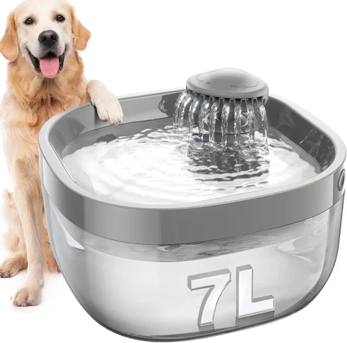 Vista 11 de Fuente de agua de 7L/1.8Gal para perros grandes, dispensador de tazón de agua para perros FEELNEEDY, fuente de agua para mascotas, dispensador