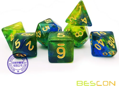 Vista 2 de Bescon - Juego de 7 dados poliédricos de piedra lunar