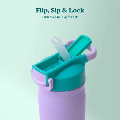 Vista 17 de Reduce Hydrate Pro Kids - Botella de agua aislada de acero inoxidable de 14 onzas con pajilla, vaso a prueba de derrames para niños, retención