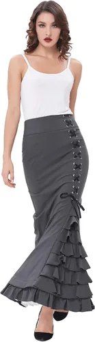 Vista 7 de Belle Poque BP203 - Falda de sirena con volantes estilo victoriano para mujer