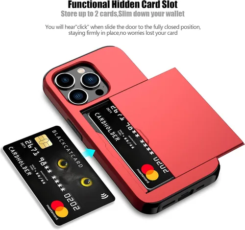 Vista 206 de Nvollnoe - Funda para iPhone 14 con tarjetero [tienda de 5 tarjetas] Negro - Almacenamiento más grande