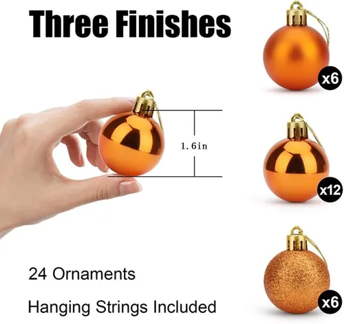 Vista 3 de ZYBenda 24 unidades de bolas brillantes, pulidas y brillantes para árbol de Navidad, inastillables, para decoración de árbol de Navidad, colgantes
