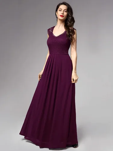 Vista 3 de Miusol - Vestido de mujer casual con cuello en V sin mangas estilo vintage para boda maxi vestido