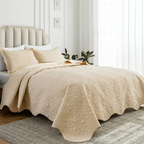Vista 25 de Auemtyn Juego de edredón de tamaño Full/Queen de 3 piezas, colcha de verano suave y ligera, cobertor de cama de microfibra reversible para todas
