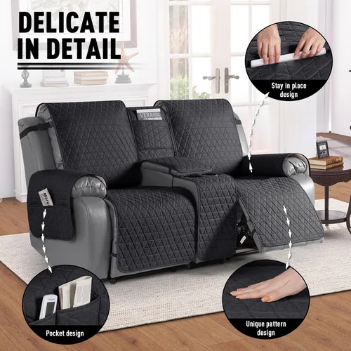 Vista 6 de TAOCOCO - Funda reclinable para sofá de 2 plazas con consola 100% impermeable, funda reclinable lavable antideslizante para 2 asientos, protector