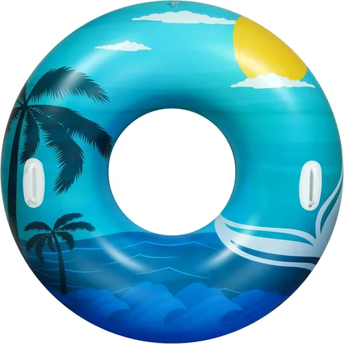 Vista 9 de HeySplash Tubos de piscina para adultos, flotadores grandes de piscina de 42 pulgadas con asas, anillos inflables de natación, flotadores divertidos