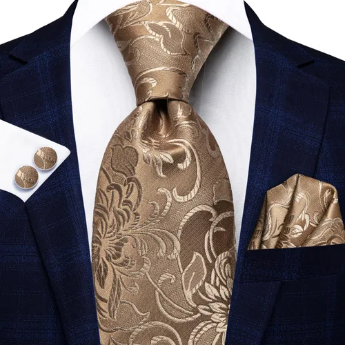 Vista 3 de Hi-Tie Mens Silk Paisley Necktie and Pocket Square Cufflinks Set for Wedding Business