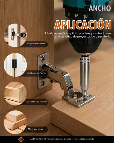 Vista 6 de COMOWARE Juego de brocas autocentrantes, 17 brocas VIX, vástago hexagonal de 1/4 de pulgada, juego de brocas de bisagra autocentrante