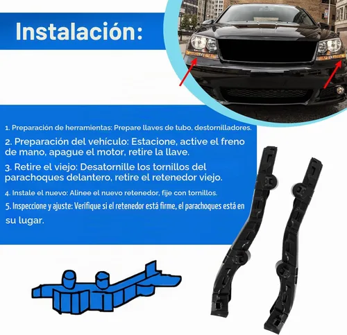 Vista 5 de Soporte de retención para parachoques delantero Compatible con Dodge Avenger 2011-2014 Reemplaza 68081559AA