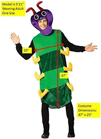 Vista 4 de Rasta Imposta Caterpillar - Conjunto de disfraz de Halloween colorido con tocado para padres e hijos