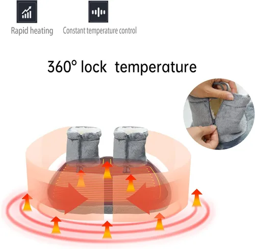 Vista 4 de Calentador eléctrico de pies, máquina eléctrica de calor de pies para hombres y mujeres con 3 ajustes de temperatura, lavable a máquina, apagado