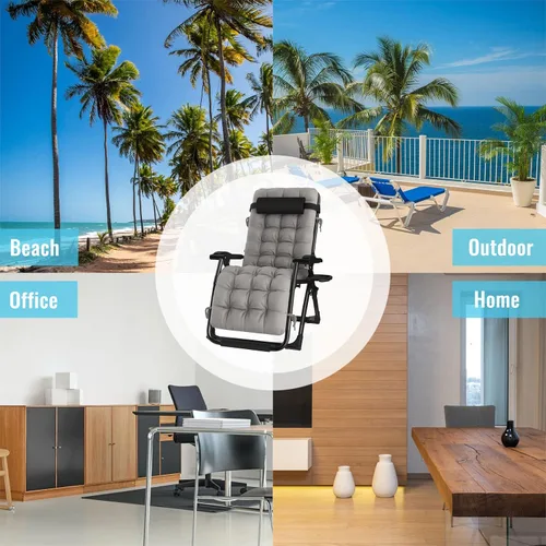Vista 7 de Sun Lounger Garden Chairs with Cup Holders Zero Gravity Reclining Beach Heavy Duty Outdoor Deck Folding Chair