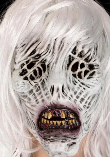 Vista 7 de Fun Costumes Máscaras inmortales de látex de bruja miserable para adultos, máscara de cabeza completa realista aterradora máscara de Halloween