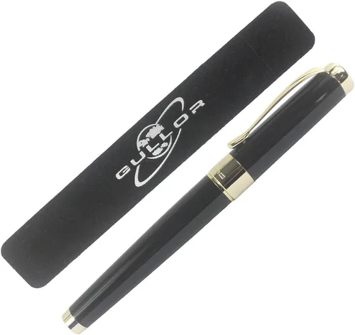 Vista 2 de Gullor Jinhao 18KGP - Pluma estilográfica de punta media con convertidor de tinta, color negro
