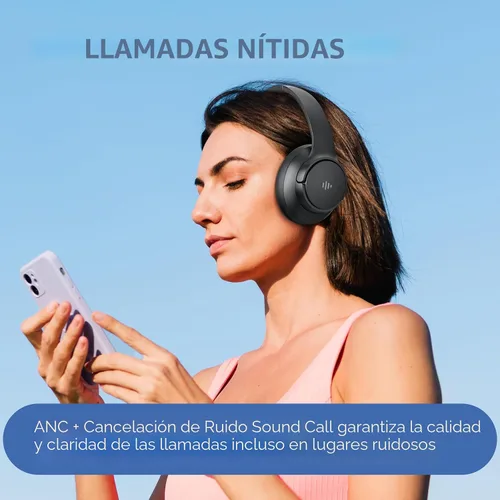 Vista 9 de Eduiosma Auriculares con cancelación activa de ruido, auriculares inalámbricos Bluetooth con micrófono, modo de transparencia, tiempo