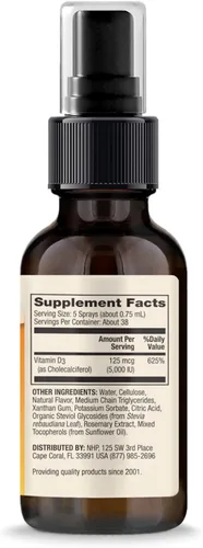 Vista 2 de Dr. Mercola Vitamina D3 Sunshine Mist - Apoya la salud inmunológica y articular - 5000 UI por porción - Sin OMG, sin gluten y sin soja - 0.98 onzas