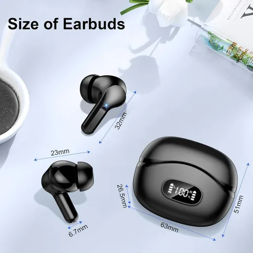 Vista 7 de Auriculares inalámbricos, auriculares Bluetooth 5.4 HiFi Stereo, auriculares con 4 micrófonos ENC con cancelación de ruido, auriculares Bluetooth