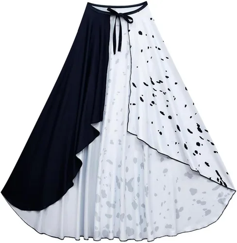 Vista 5 de Lito Angels Disfraz de princesa dálmata en blanco y negro con peluca de pelo para niñas pequeñas