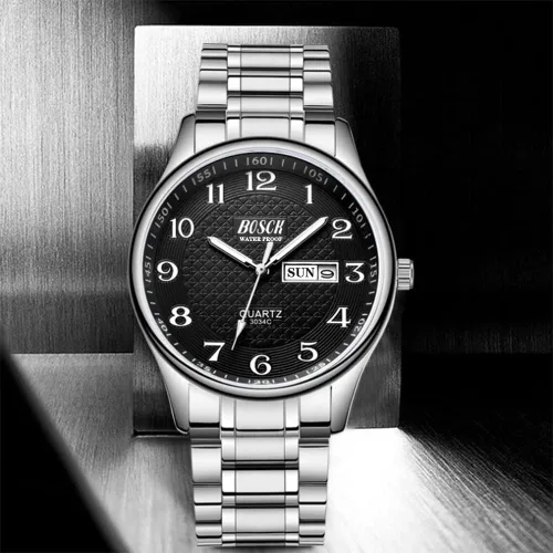 Vista 6 de BOSCK Analog Mens Watch,40mm Easy Read Auto Date and Day Stainless Steel Business Watch for Men,30M Waterproof Sports Mens Wrist Watches