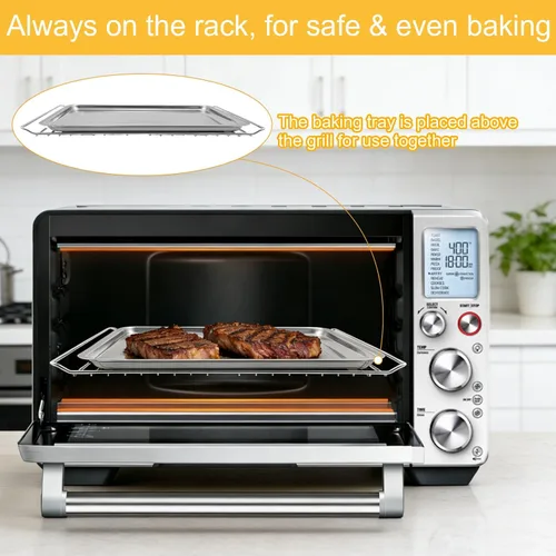 Vista 5 de Repuesto para freidora de aire para Cuisinart TOA-95 Breville BOV900BSS Black & Decker horno tostador de 8 rebanadas, 14.5 x 11.6 pulgadas, bandeja