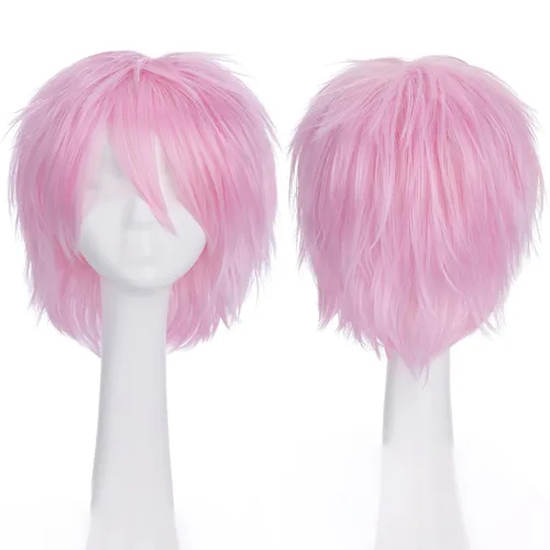 Vista 8 de S-noilite Unisex Short Cosplay Black Hair Wig Women Men Male Fluffy Straight Pixie Wigs for Cartoon Anime Comic-cons Party Halloween Costume Black