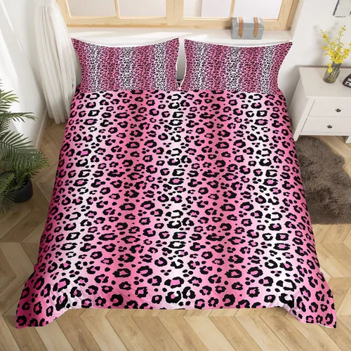 Vista 26 de Feelyou Leopard Bedding Set Twin Size, Cheetah Print Comforter Cover for Kids Boys Girls Animal Duvet Cover Safari Bedspread Cover Zipper