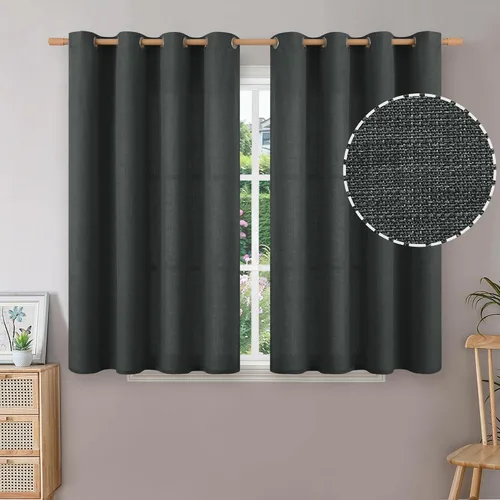 Vista 114 de BGment Cortinas de Lino Beige de 63 Pulgadas de Largo 2 Paneles - Tratamientos para Ventanas con Textura de Arpillera Filtrantes de Luz Cortinas