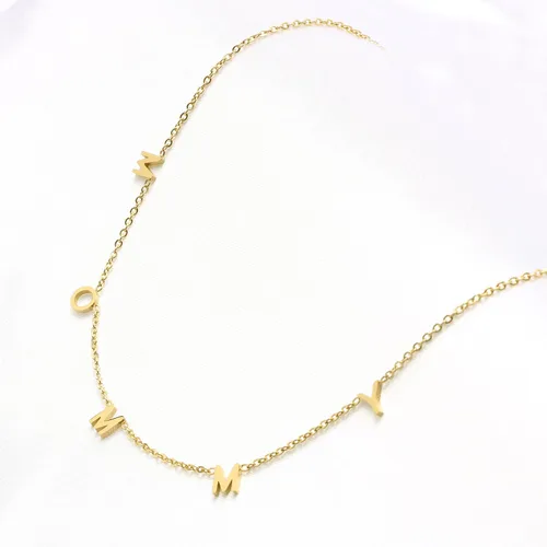 Vista 4 de Collares de letras para mujeres, madre, mamá, abuela, hija, amor, collar personalizado, delicado, chapado en oro de 18 quilates, joyería de acero