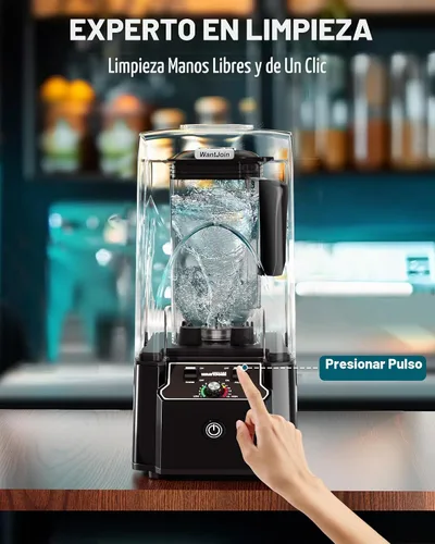 Vista 7 de WantJoin Licuadora comercial negra con sonido silencioso escudo y 1 taza de licuadora más