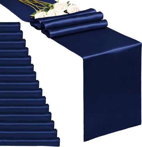 Vista 8 de Paquete de 20 caminos de mesa dorados de satén de 12 x 108 pulgadas de largo para bodas, decoraciones para fiestas de cumpleaños, banquetes