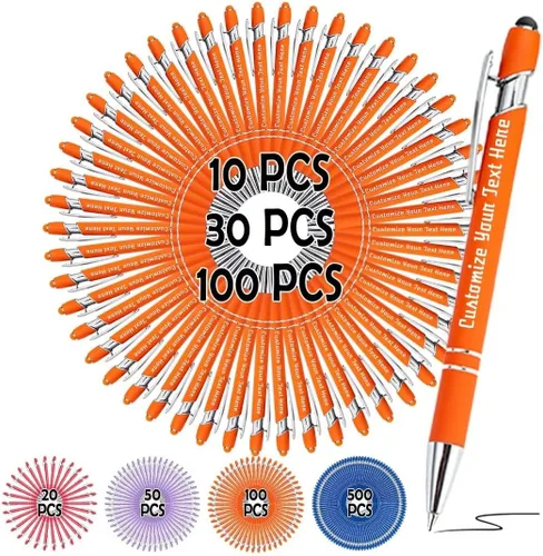Vista 8 de Bolígrafos personalizados, bolígrafo grabado personalizado con punta de lápiz capacitivo, bolígrafo de tinta retráctil personalizado para escritura