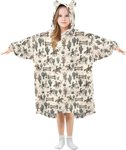 Vista 10 de Mantas portátiles para niños, súper suaves, cálidas y acogedoras, sudadera con capucha de gran tamaño, regalos para niños de 3 a 14 años, niñas