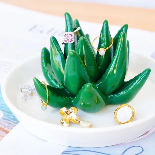 Vista 3 de PUDING CABIN - Plato portajoyas para anillos o aretes, regalo de cumpleaños, boda, día festivo, para mujeres, mamá, tía, amigas, novia
