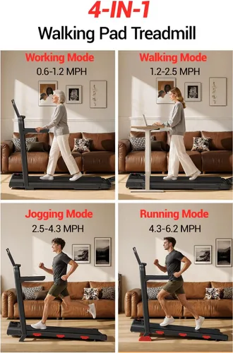 Vista 6 de UMAY Fitness Caminadora inclinada al 15% con barra de mango