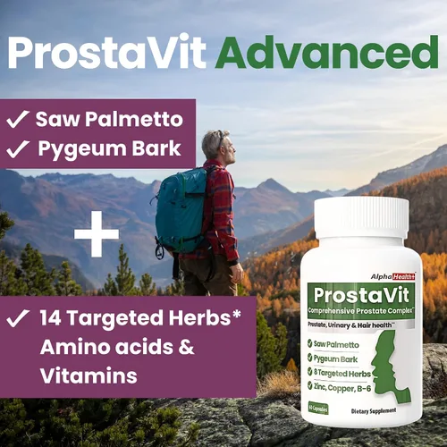 Vista 3 de Prostavit Suplemento de apoyo de próstata para hombres – Saw Palmetto 600 mg, corteza de Pygeum, semillas de calabaza, ortiga y zinc – Flujo