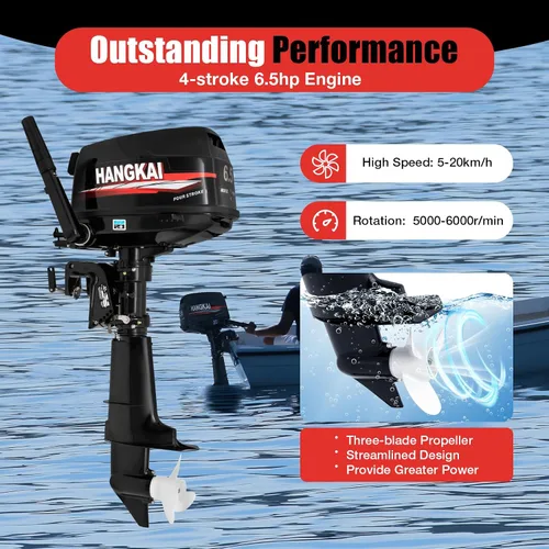 Vista 8 de Motor fuera de borda de 4 tiempos, motor de barco de pesca resistente de 6.5 HP, motor fuera de borda inflable, motor de barco de gasolina de 123 CC