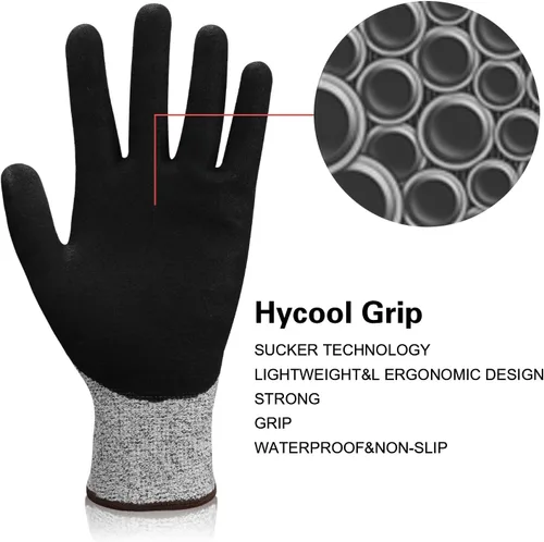 Vista 3 de Guantes resistentes a los cortes con extremadamente ligeros y finos guantes de metal de alambre de nivel 5 para trabajo refinado, 12 pares