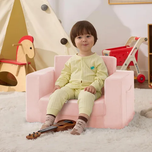 Vista 10 de Silla de sofá para niños pequeños, sofá plegable para niños, cómodo gris